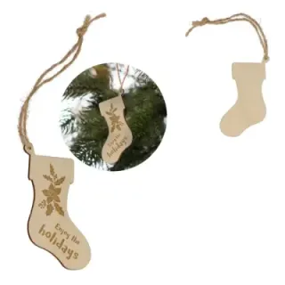 Stocking shaped wooden Christmas ornament - LT90282 (gadzety reklamowe)